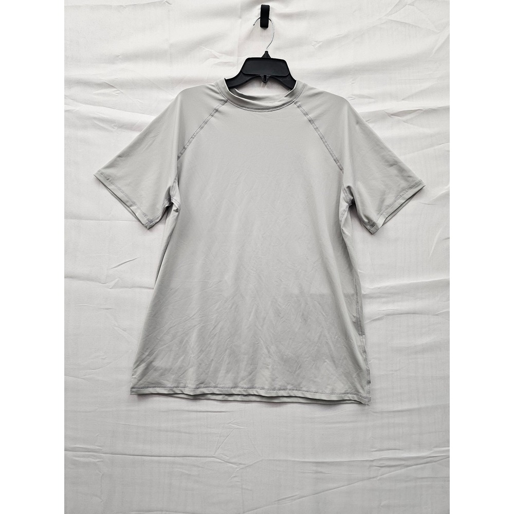 Goodfellow & Co Mens Short Sleeve Rashguard Light Gray Slim Fit Swim Shirt L NEW